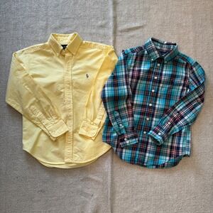 Boys Ralph Lauren Long Sleeve Button Down Shirt Bundle Size 8 Cotton